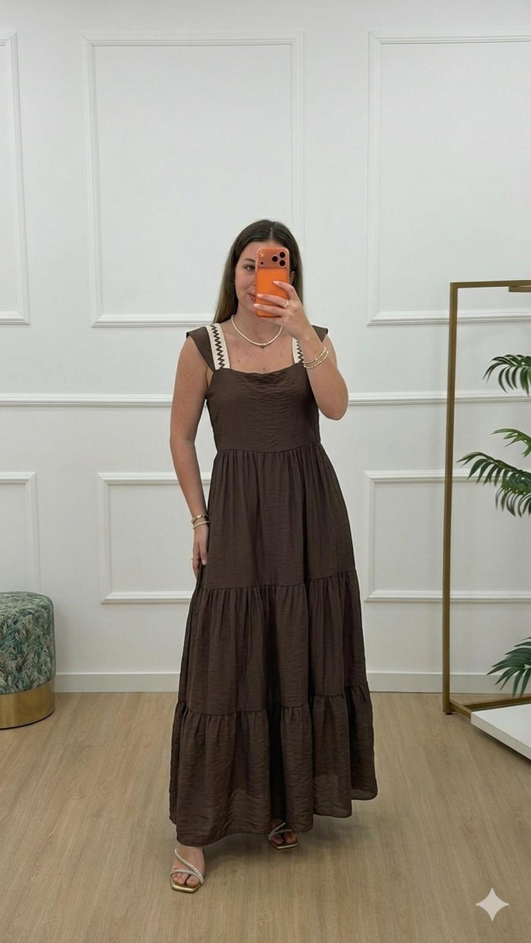 VESTIDO DE ALÇAS BORDADAS